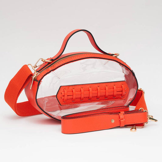 Orange Football Shaped Transparent Crossbody Bag
