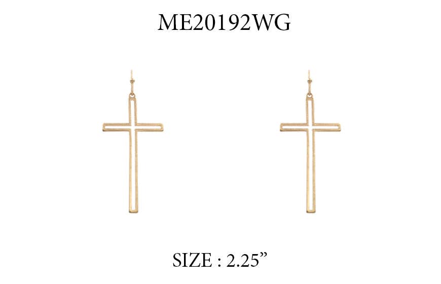 Gold Open Cross 1" Earring