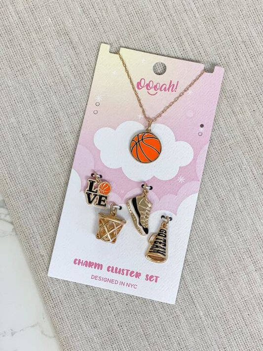 Sports Charm Necklace Cluster Sets: Basketball