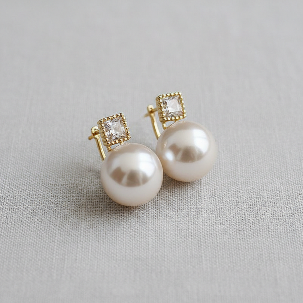 Zirconia Pearl Vintage Earrings