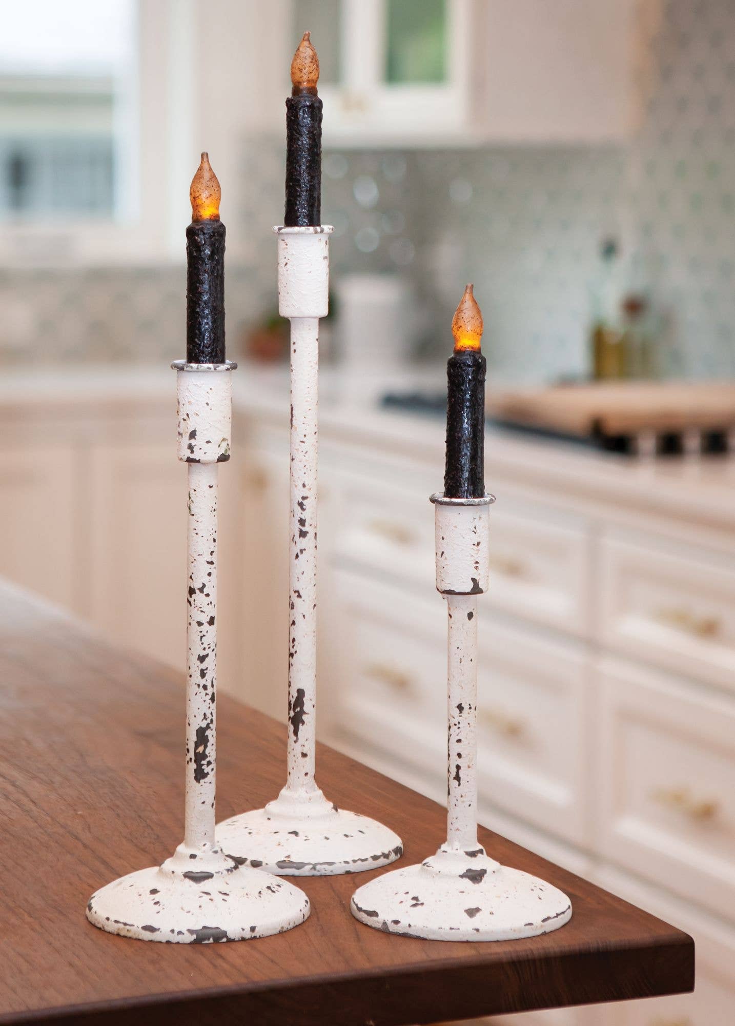 9" Distressed Candle Holder