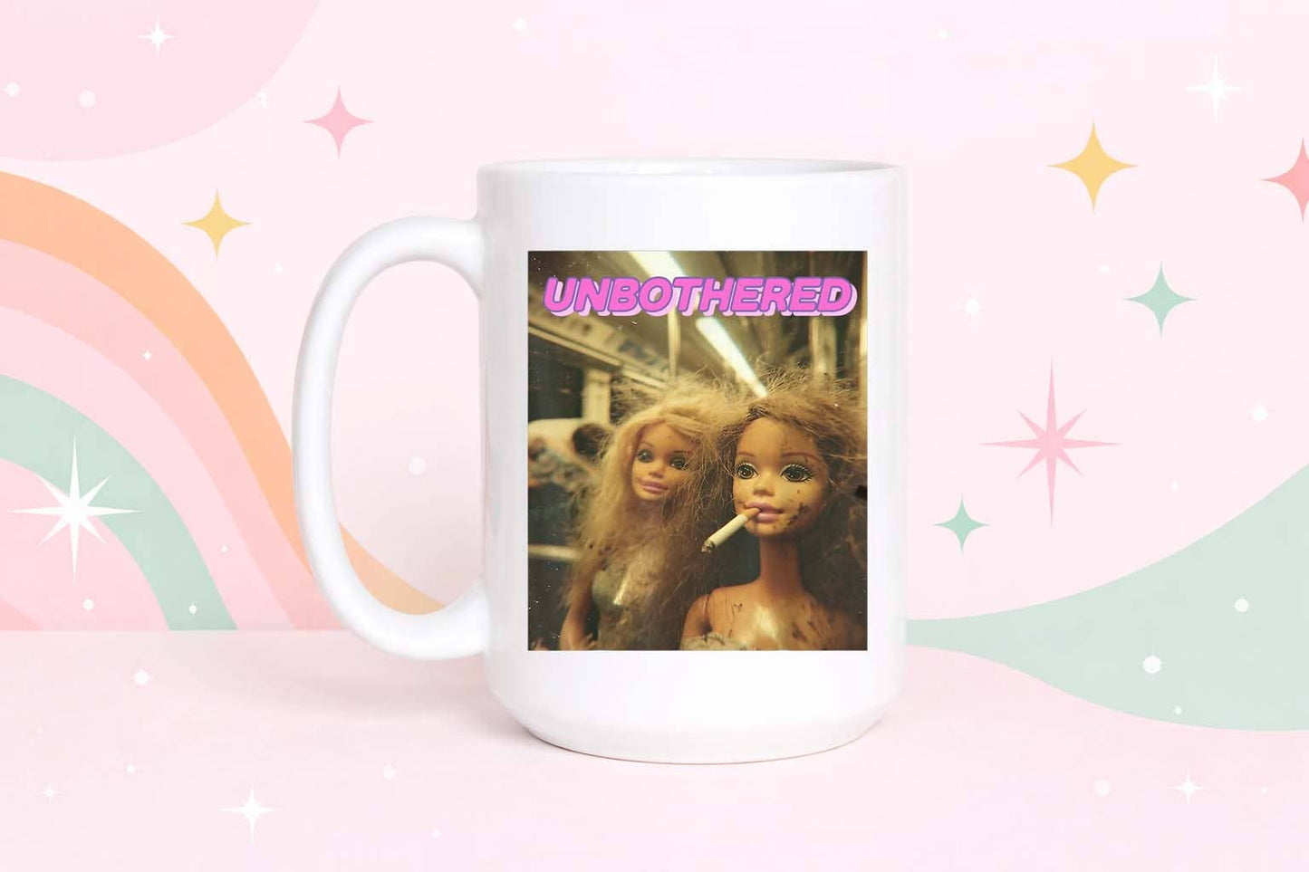 Funny Meme Coffee Mug Unbothered Sarcastic Humor Mug: 11oz