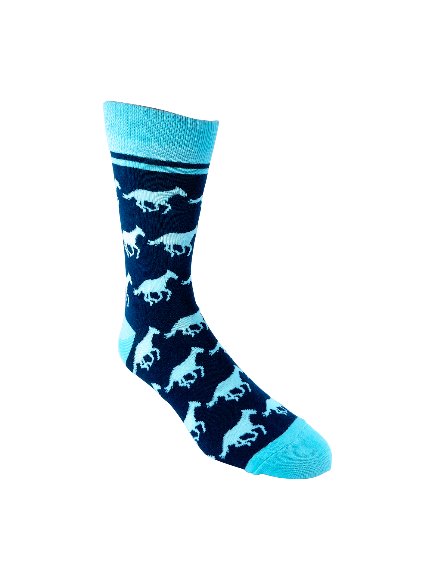 Derby Horses in Light Blue/Navy Men's Socks