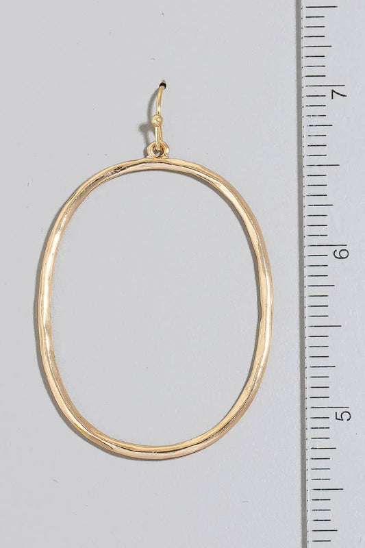 Silver Hammered Metallic Oval Dangle Earrings