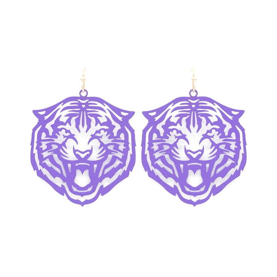 Purple Thin Panther Earrings