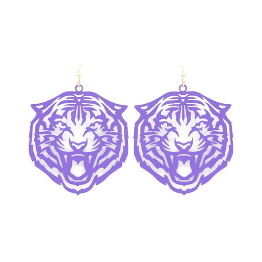 Purple Thin Panther Earrings