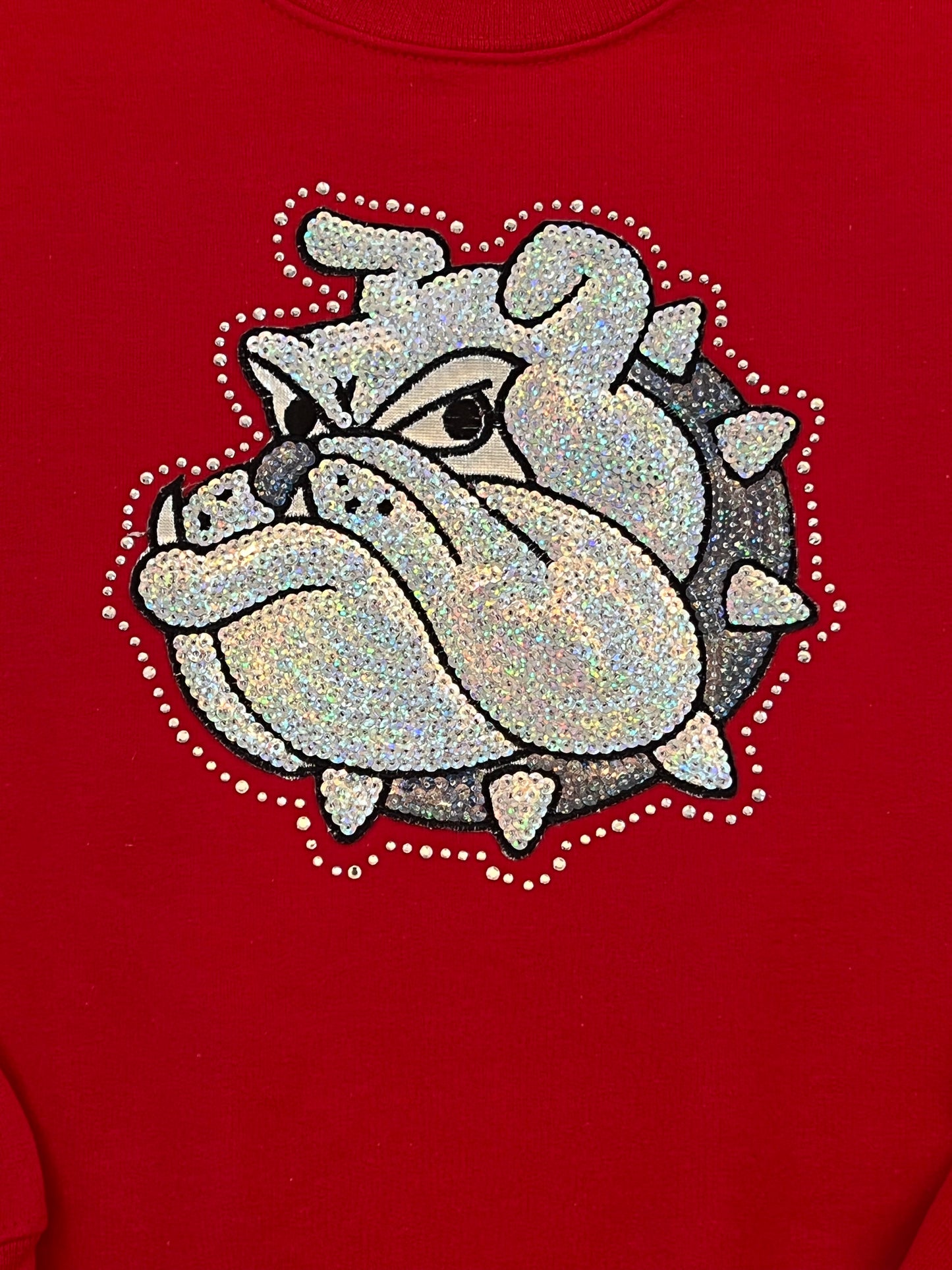 Silver Bulldog Emblem Sweatshirt-Red