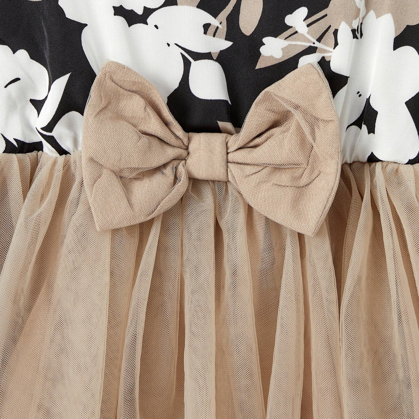 Baby Apricot Floral Body-con/Tulle Strap Dress