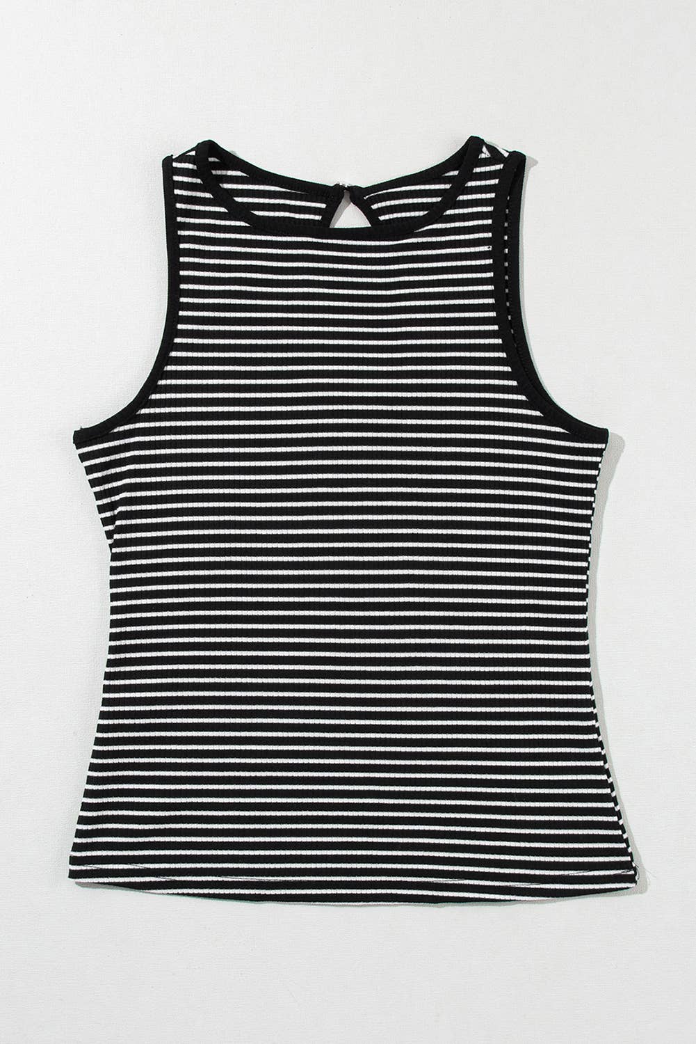 SALE Black Striped Ribbed Knit Sleeveless Top