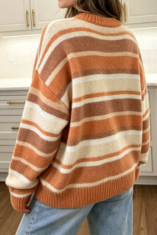 Orange Stripe Cozy Soft Sweater