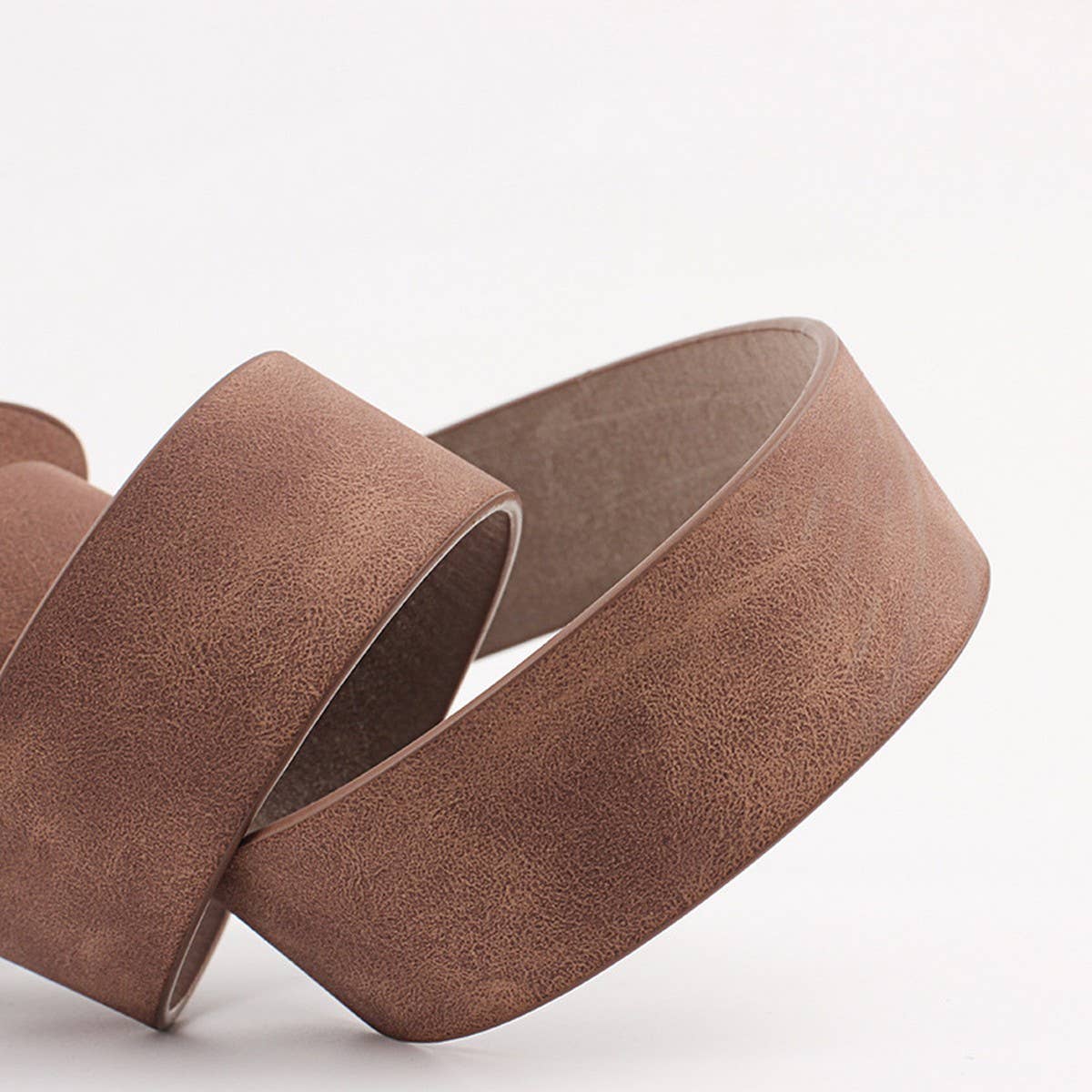 Coffee Pin-Free Round Buckle Casual Belt