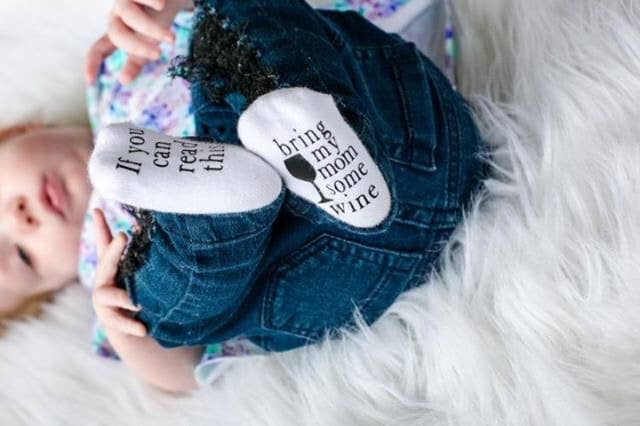 "Bring my Mom Some Wine" Baby Socks