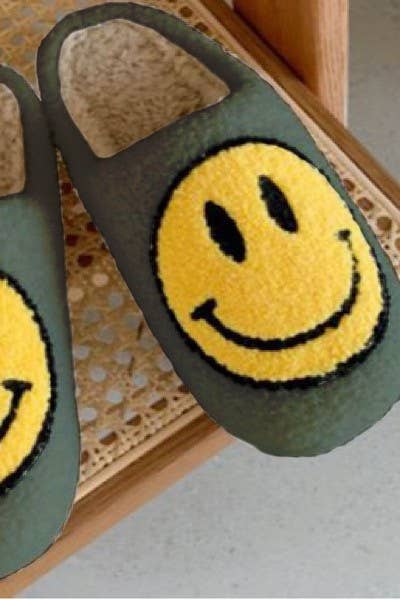 Smiley Face Slippers: Grey