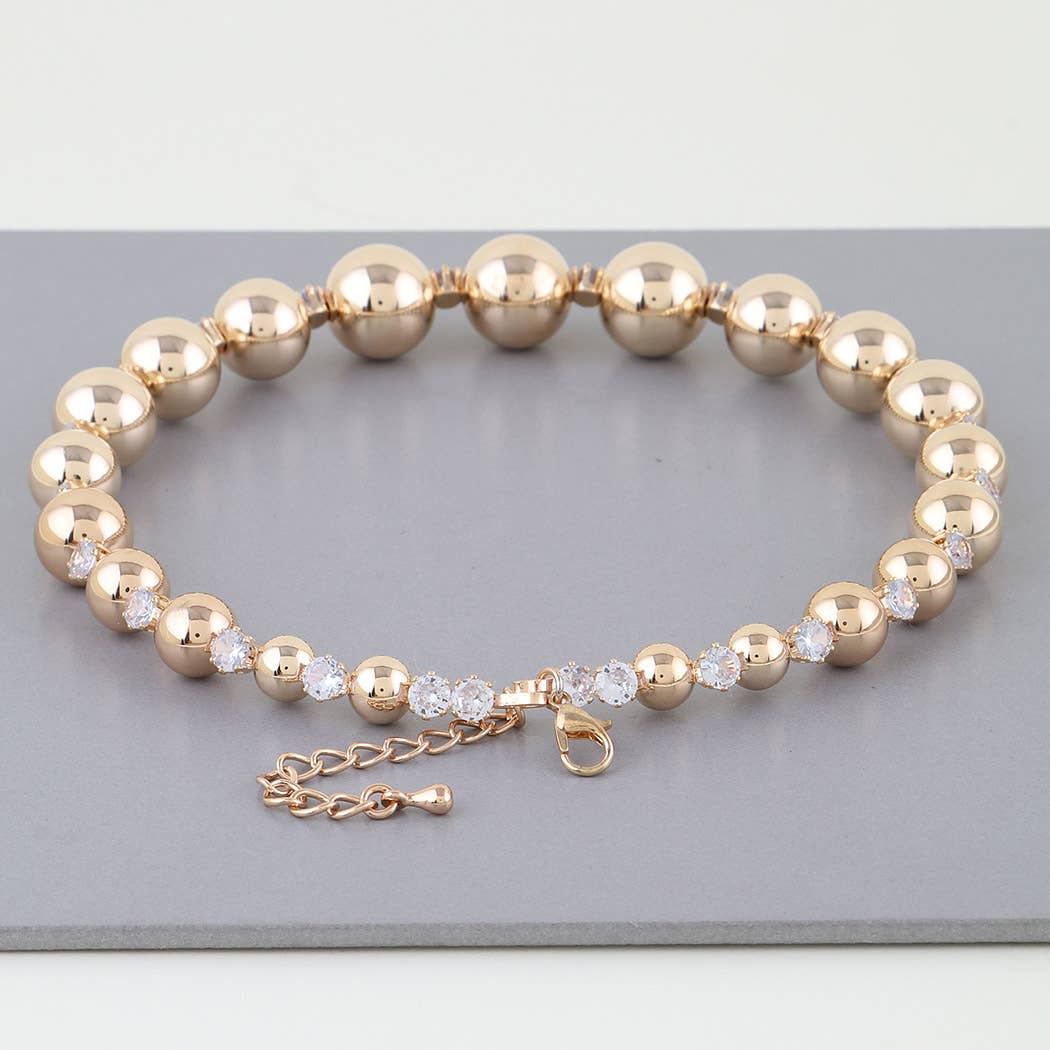 Gold Rhinestone Beaded Choker Necklace