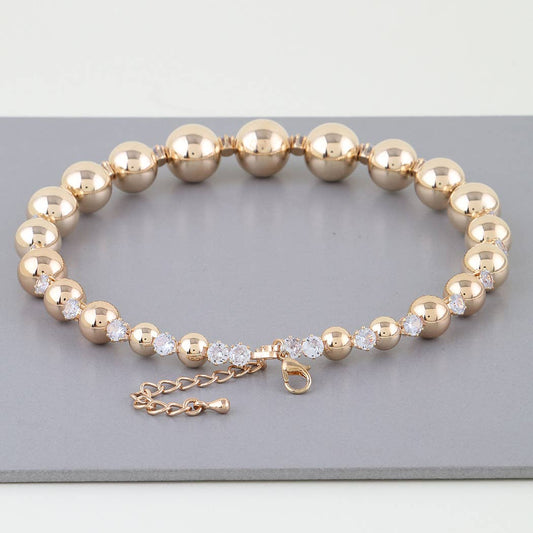 Gold Rhinestone Beaded Choker Necklace