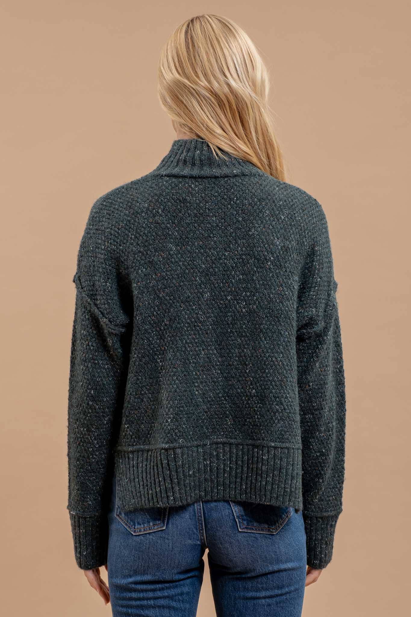 Charcoal Wool Blend Turtleneck Sweater