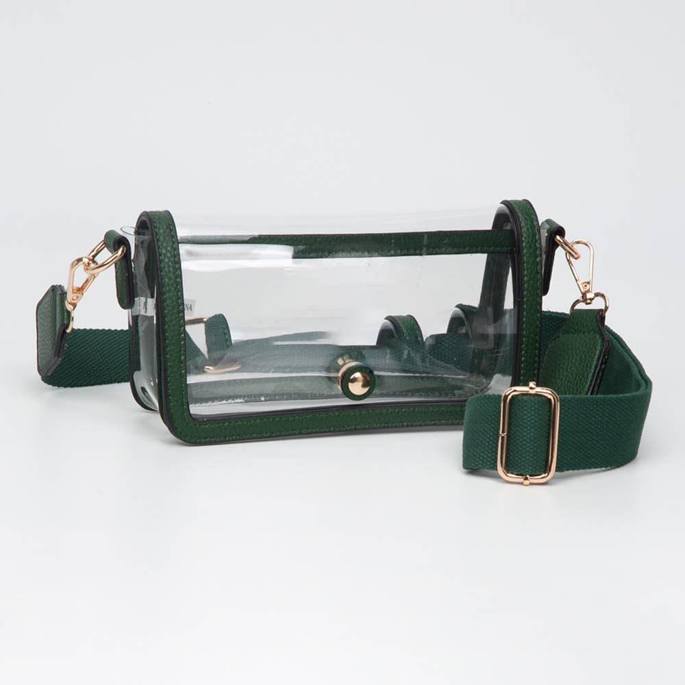 Black Clear Rectangle Flap Crossbody Bag