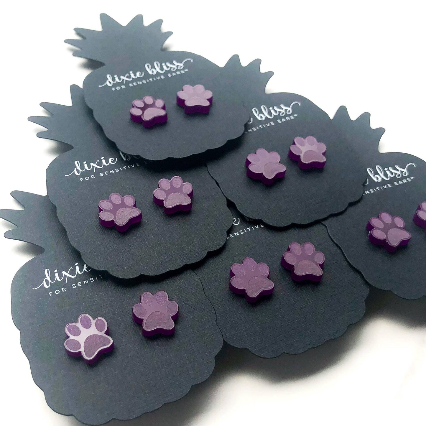Purple Paw Studs