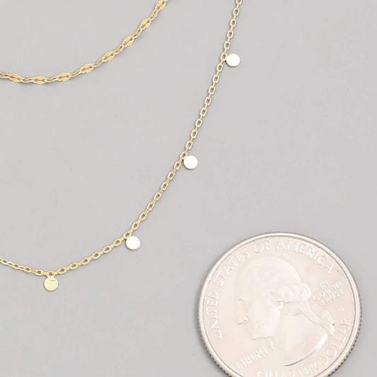 Gold Dainty Layered Coin Choker Necklace