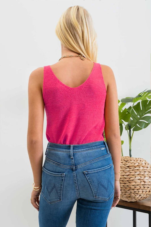 SALE Fuchsia Knit Tank Top