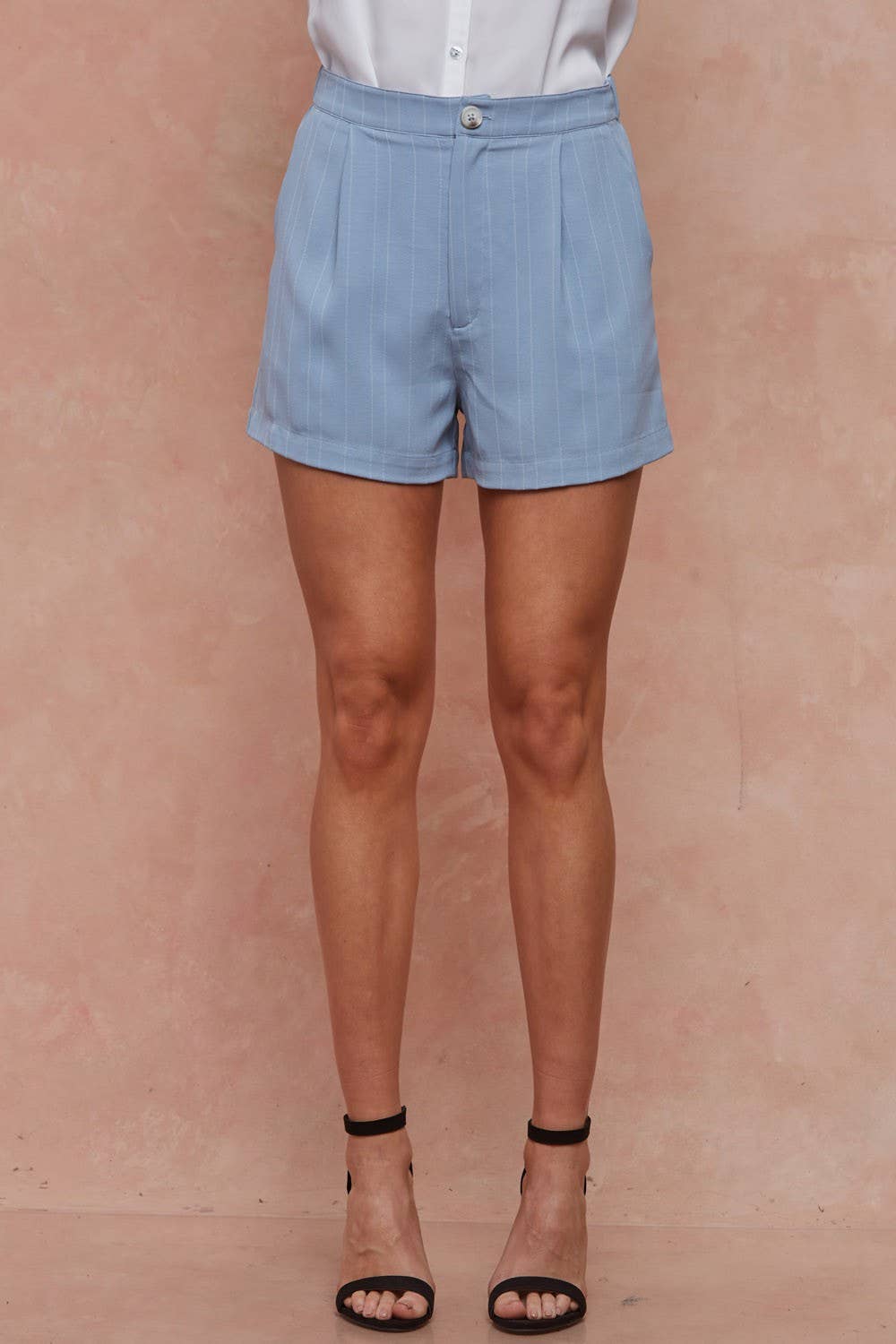 Dusty Blue Elastic Back Shorts