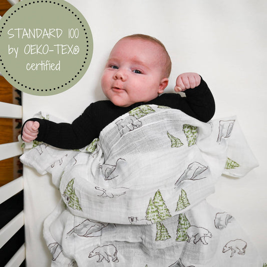 Winter Bear Baby Muslin Swaddle Blanket
