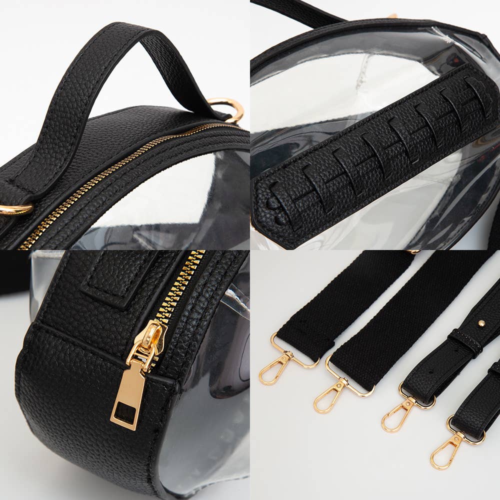 Black Football Shaped Transparent Crossbody Bag
