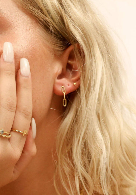 Gold Stainless Steel Paperclip Earrings