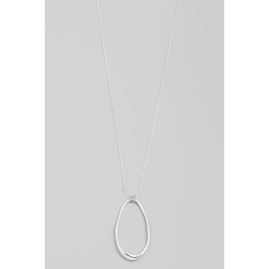 Silver Oval Cutout Pendant Necklace