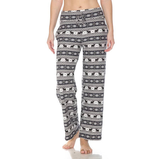 Black & White Winter Buttery Soft Print Pajama Pants with Drawstring