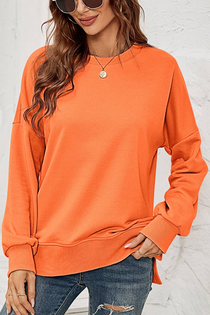 SALE Orange Side Split Pullover