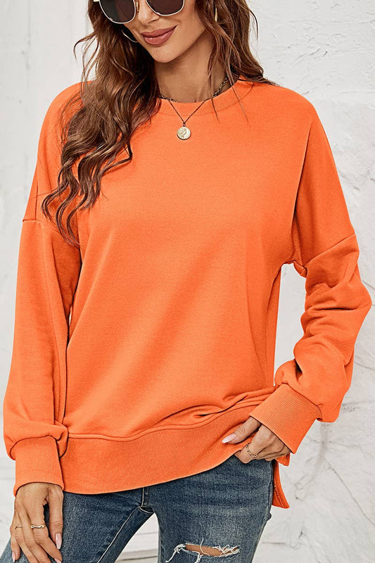 SALE Orange Side Split Pullover