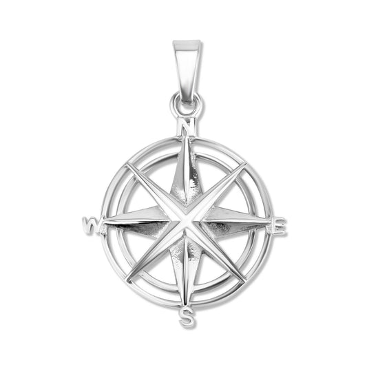 Compass Rose Stainless Steel Pendant