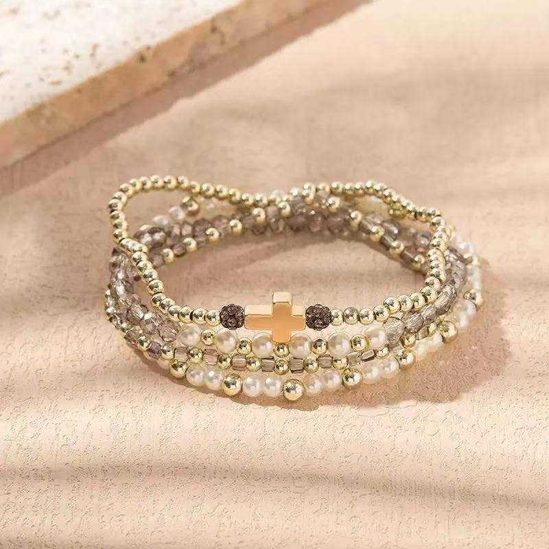 Cute Stackable Cross Bracelets for Women in Multiple Colors : Grey