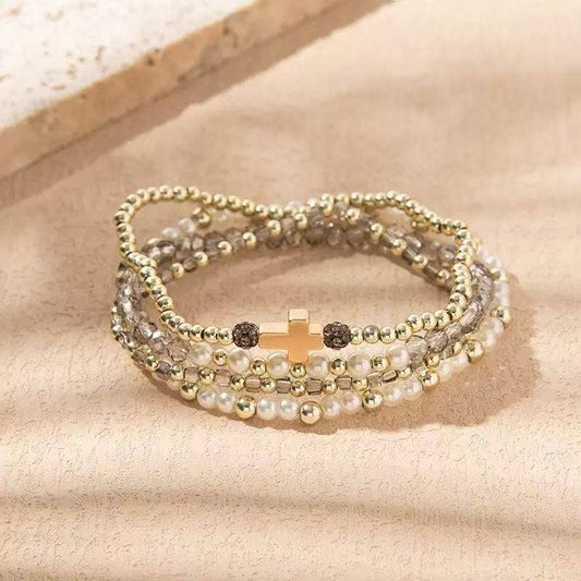 Cute Stackable Cross Bracelets for Women in Multiple Colors : Grey
