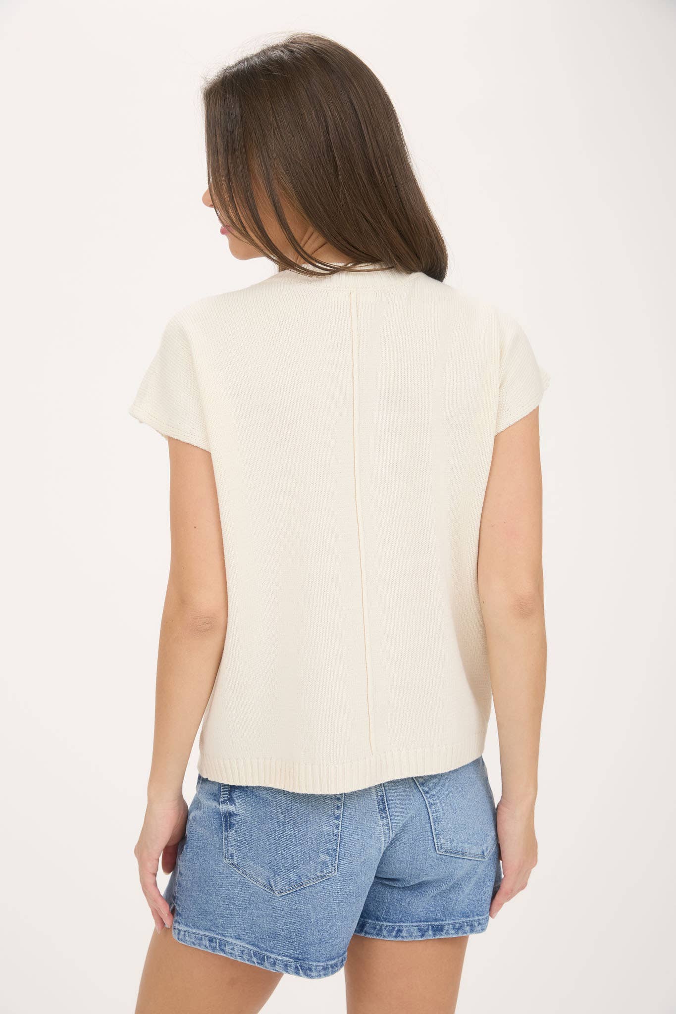 Ivory Mimosa Please Short Sleeve Sweater