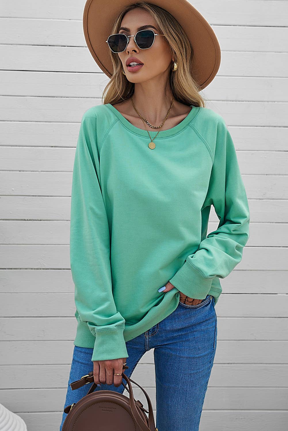 Green French Terry Pullover Sweatshirt