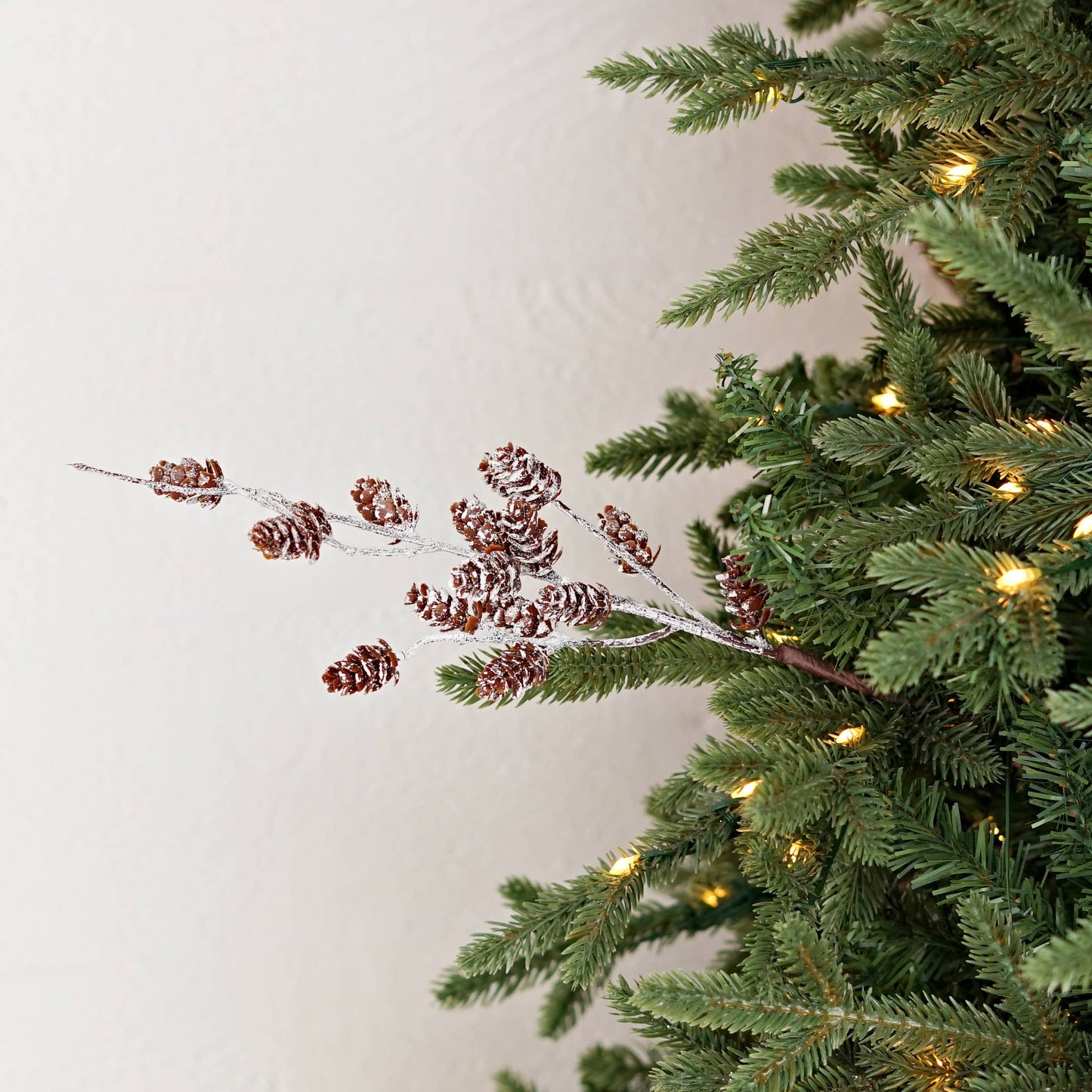 15 Inch Pick-Snow Frosted Faux Birchcone