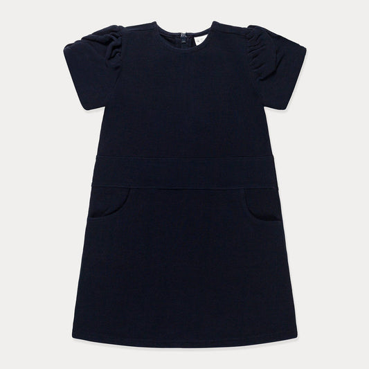 Dark Navy Ottoman Knit Heavy Ribbed Cotton Dress