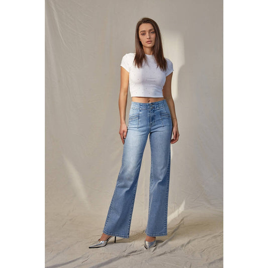Mica Denim High Rise Wide Leg Light Wash Jeans