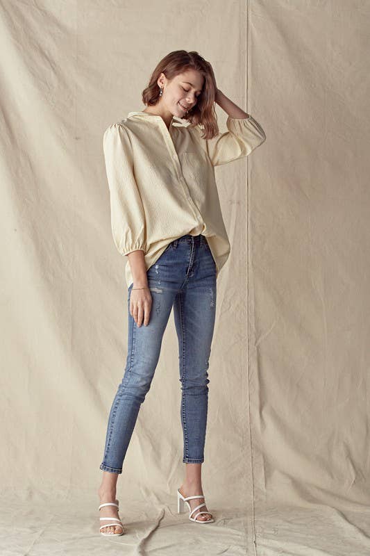 Light Mustard Pinstripe Poet Shirt