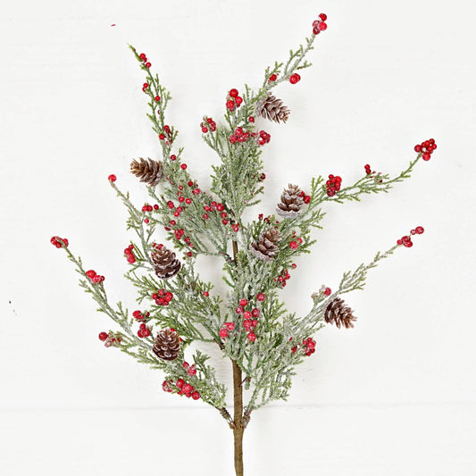 22 Inch Spray-Icy Sparkle Cypress Pine with Pepperberry