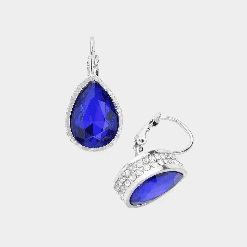 Blue Rhinestone Teardrop Earrings