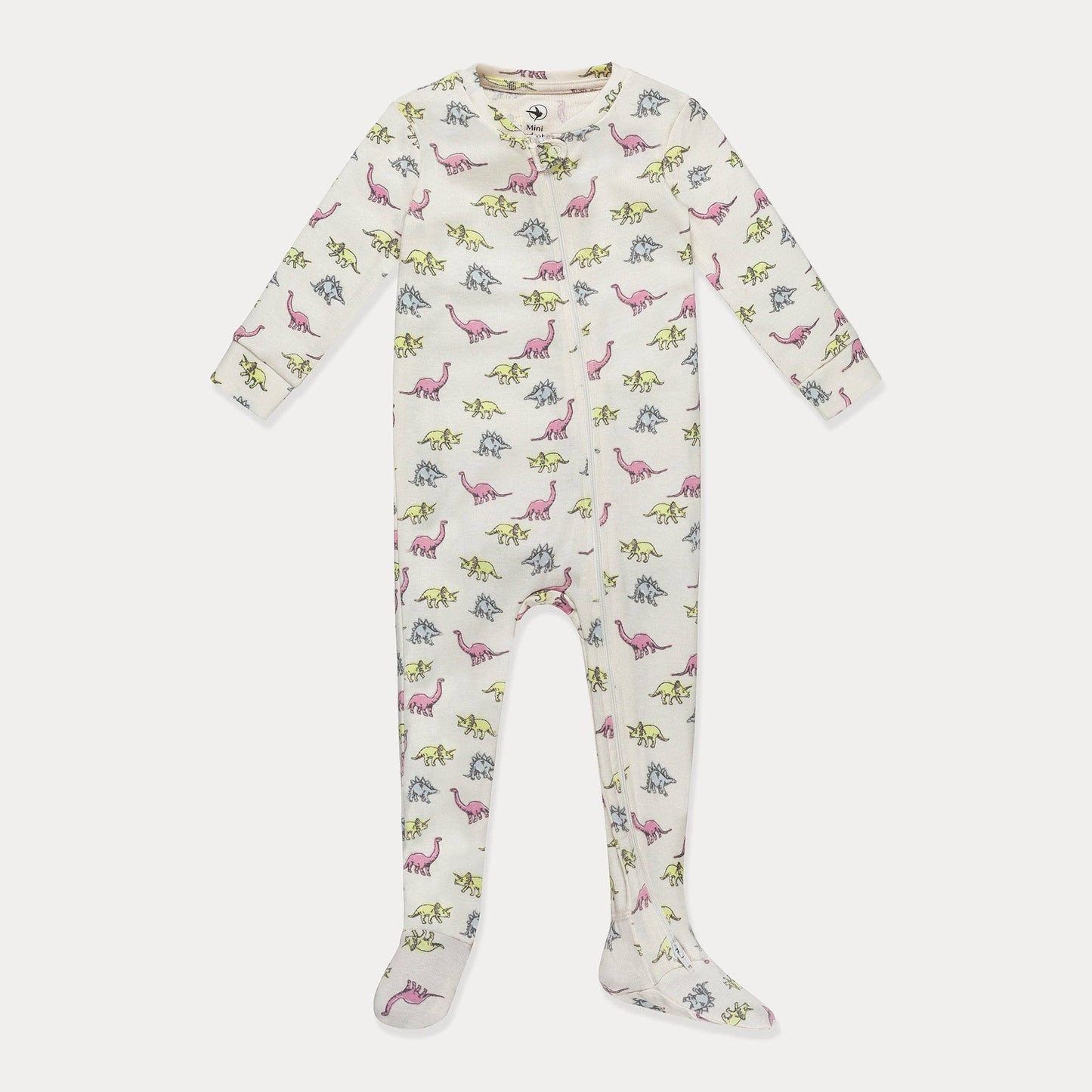 White Dinoland Footed Pajamas