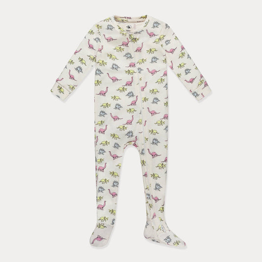 White Dinoland Footed Pajamas
