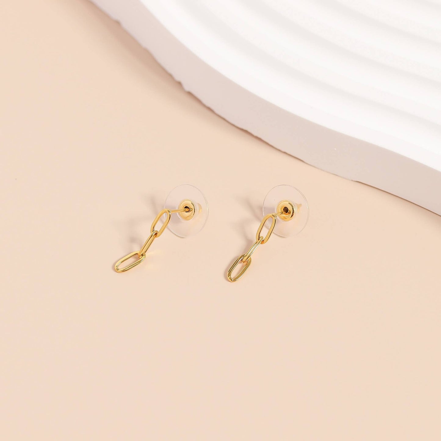 Gold Stainless Steel Paperclip Earrings