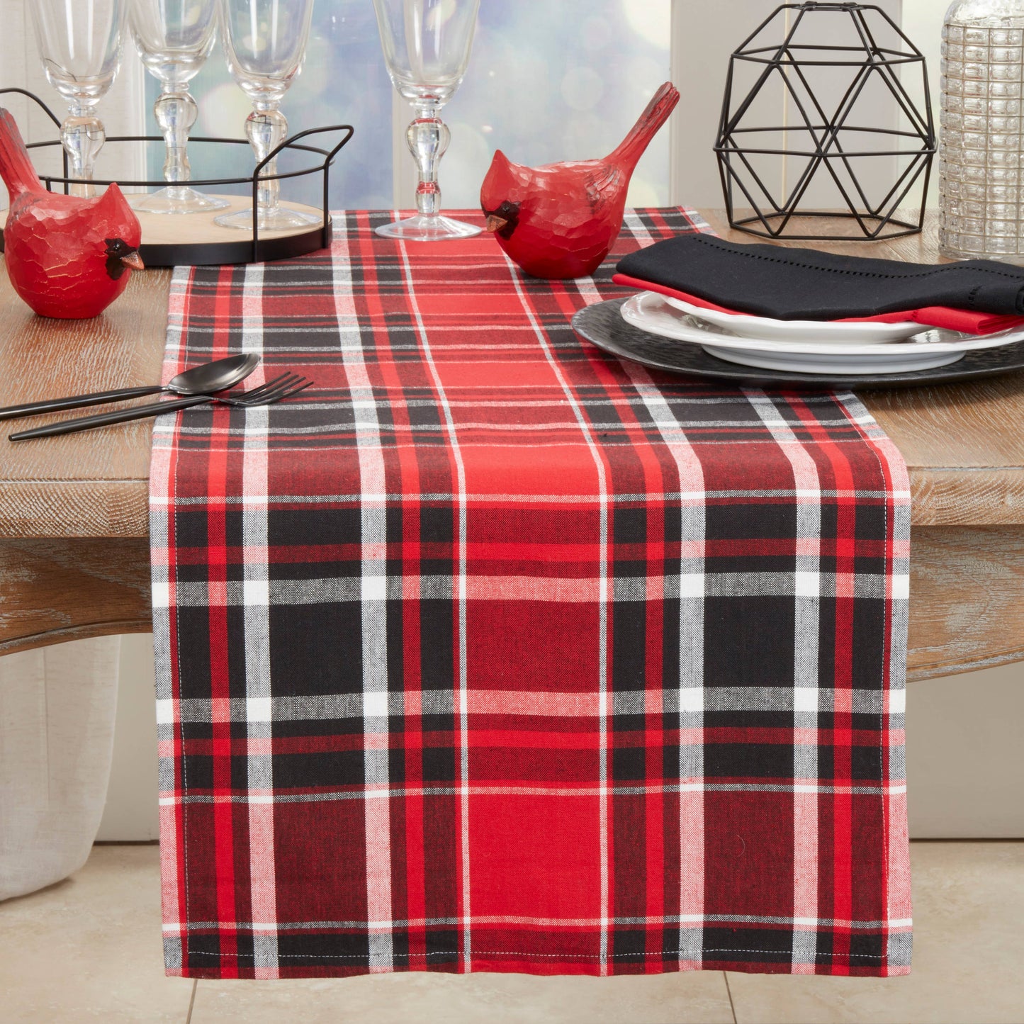 Buffalo Plaid Cotton Table Runner: 16"x108"