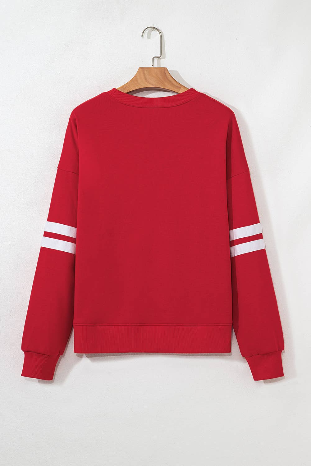 Red Varsity Striped Drop Shoulder Oversized Sweatshirt