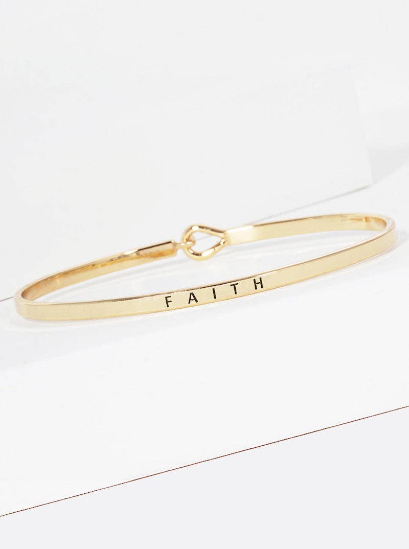 "Faith" Engraved Inspirational Gold Bangle Bracelet