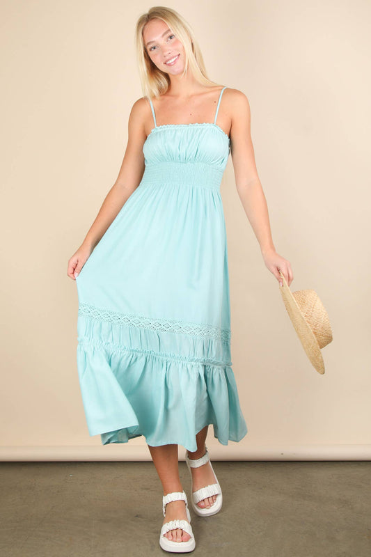SALE Ocean Lace Detail Woven Midi Dress